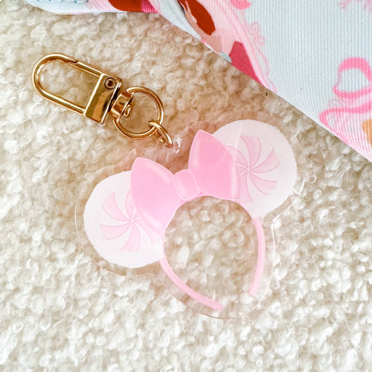 Pink Holiday Ears Bag Charm